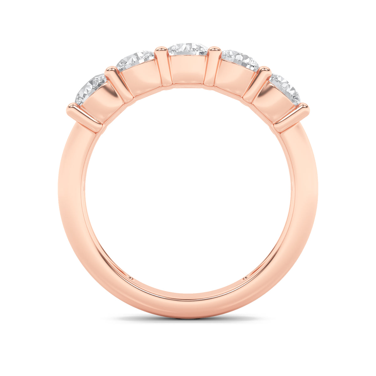 1.5Cttw Round Shaped Lab Grown Diamond (F/VS) Five Stone Band Ring in 14K Gold