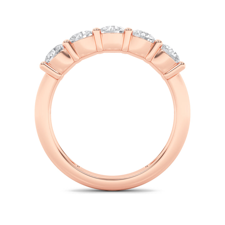 1.5Cttw Round Shaped Lab Grown Diamond (F/VS) Five Stone Band Ring in 14K Gold