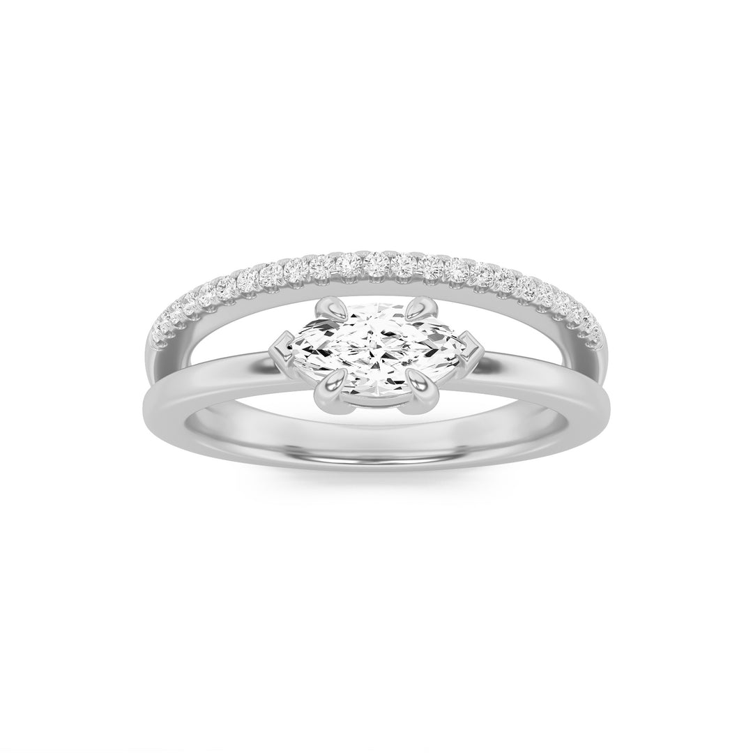 0.5Cttw Marquise Shaped Lab Grown Diamond (F/VS) Fashion Ring in 14K Gold