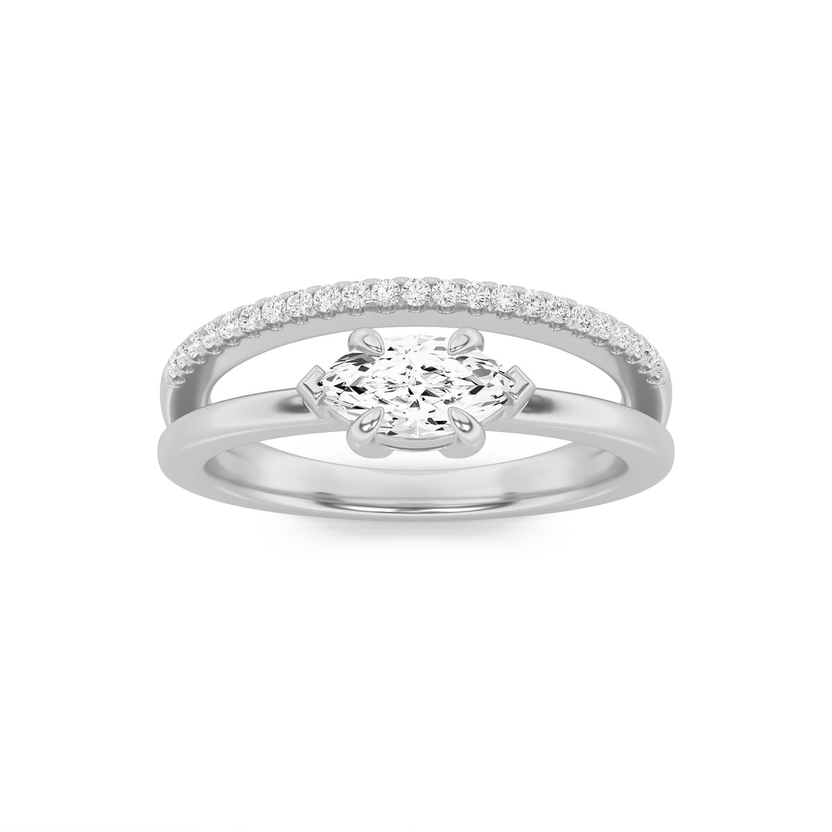 0.5Cttw Marquise Shaped Lab Grown Diamond (F/VS) Fashion Ring in 14K Gold