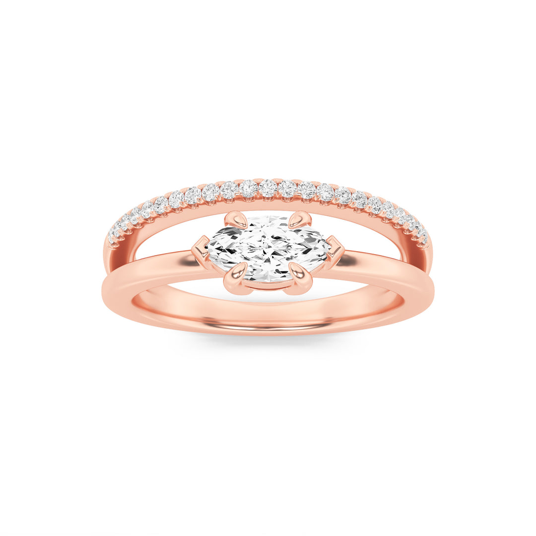 0.5Cttw Marquise Shaped Lab Grown Diamond (F/VS) Fashion Ring in 14K Gold