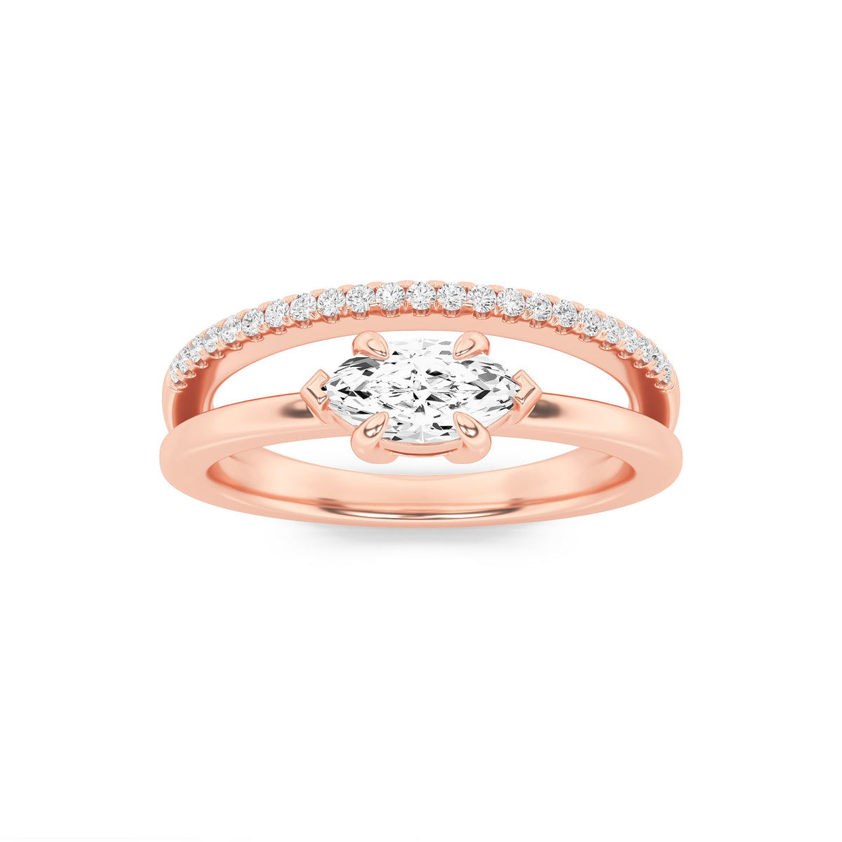 0.5Cttw Marquise Shaped Lab Grown Diamond (F/VS) Fashion Ring in 14K Gold