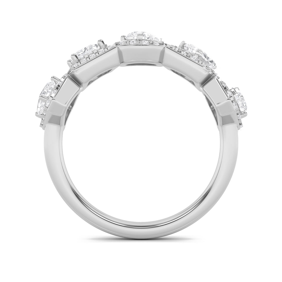 1.5Cttw Mix Shaped Lab Grown Diamond (F/VS) Five Stone Ring in 14K Gold