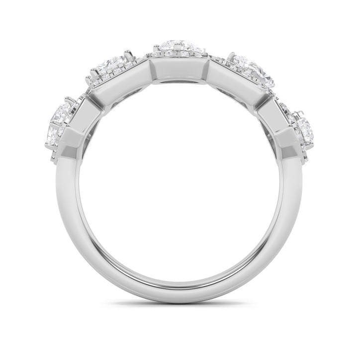 1.5Cttw Mix Shaped Lab Grown Diamond (F/VS) Five Stone Ring in 14K Gold