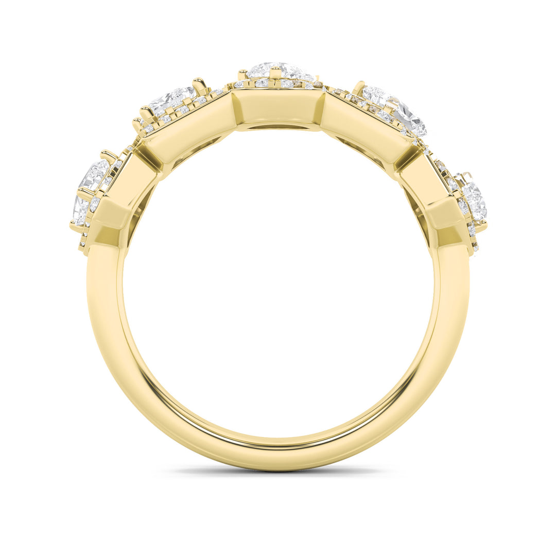 1.5Cttw Mix Shaped Lab Grown Diamond (F/VS) Five Stone Ring in 14K Gold