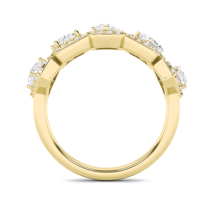 1.5Cttw Mix Shaped Lab Grown Diamond (F/VS) Five Stone Ring in 14K Gold