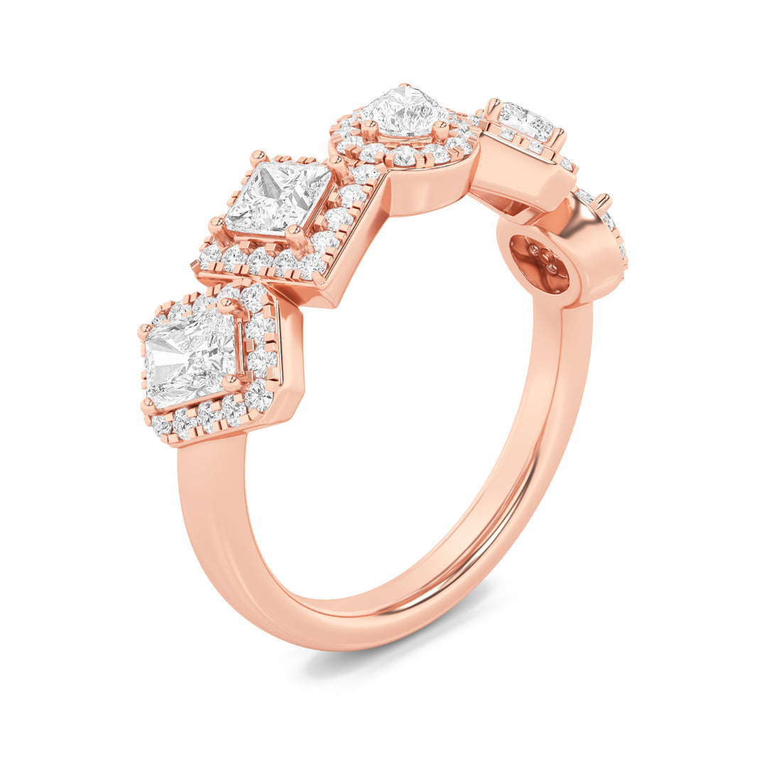 1.5Cttw Mix Shaped Lab Grown Diamond (F/VS) Five Stone Ring in 14K Gold