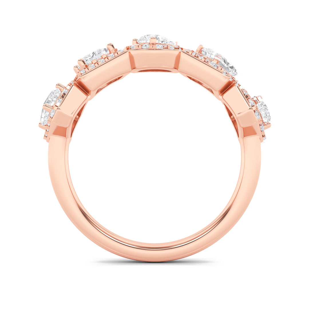 1.5Cttw Mix Shaped Lab Grown Diamond (F/VS) Five Stone Ring in 14K Gold