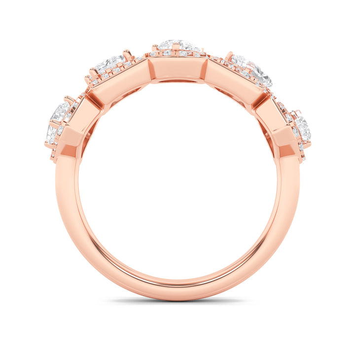 1.5Cttw Mix Shaped Lab Grown Diamond (F/VS) Five Stone Ring in 14K Gold