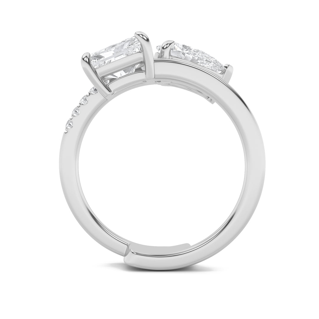 1.5Cttw Pear Shaped Lab Grown Diamond (F/VS) Toi et Moi Fashion Ring in 14K Gold
