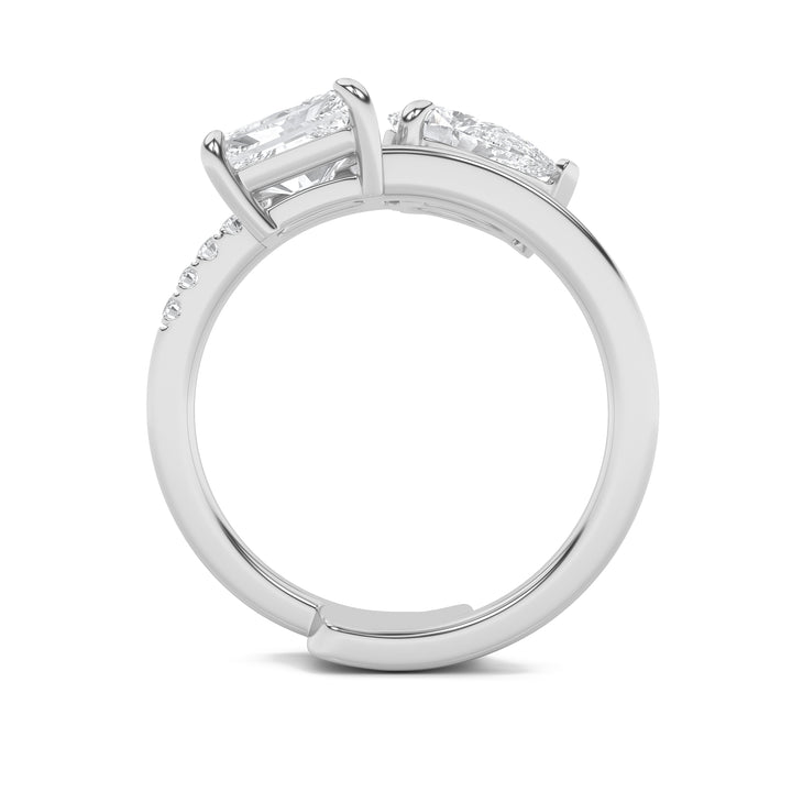 1.5Cttw Pear Shaped Lab Grown Diamond (F/VS) Toi et Moi Fashion Ring in 14K Gold
