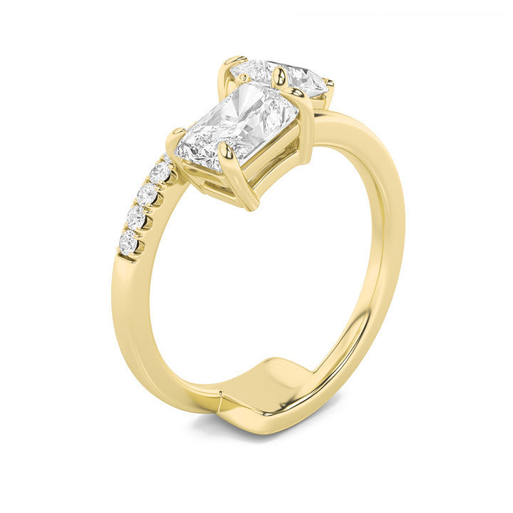 1.5Cttw Pear Shaped Lab Grown Diamond (F/VS) Toi et Moi Fashion Ring in 14K Gold