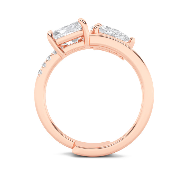 1.5Cttw Pear Shaped Lab Grown Diamond (F/VS) Toi et Moi Fashion Ring in 14K Gold