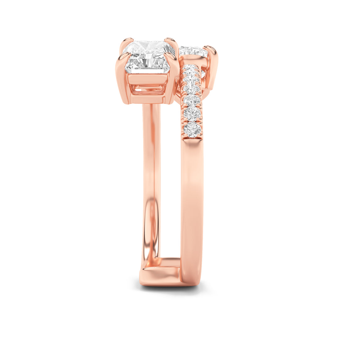 1.5Cttw Pear Shaped Lab Grown Diamond (F/VS) Toi et Moi Fashion Ring in 14K Gold