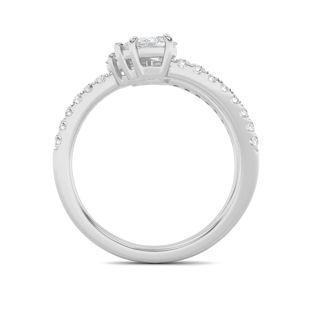 1Cttw Oval Shaped Lab Grown Diamond (F/VS) Three Stone Fashion Ring in 14K Gold