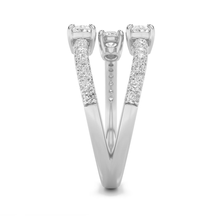 1Cttw Oval Shaped Lab Grown Diamond (F/VS) Three Stone Fashion Ring in 14K Gold
