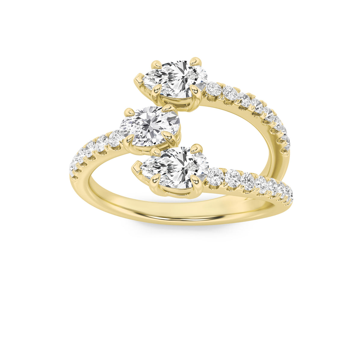 1Cttw Oval Shaped Lab Grown Diamond (F/VS) Three Stone Fashion Ring in 14K Gold
