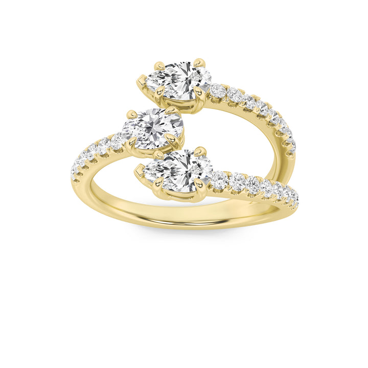 1Cttw Oval Shaped Lab Grown Diamond (F/VS) Three Stone Fashion Ring in 14K Gold