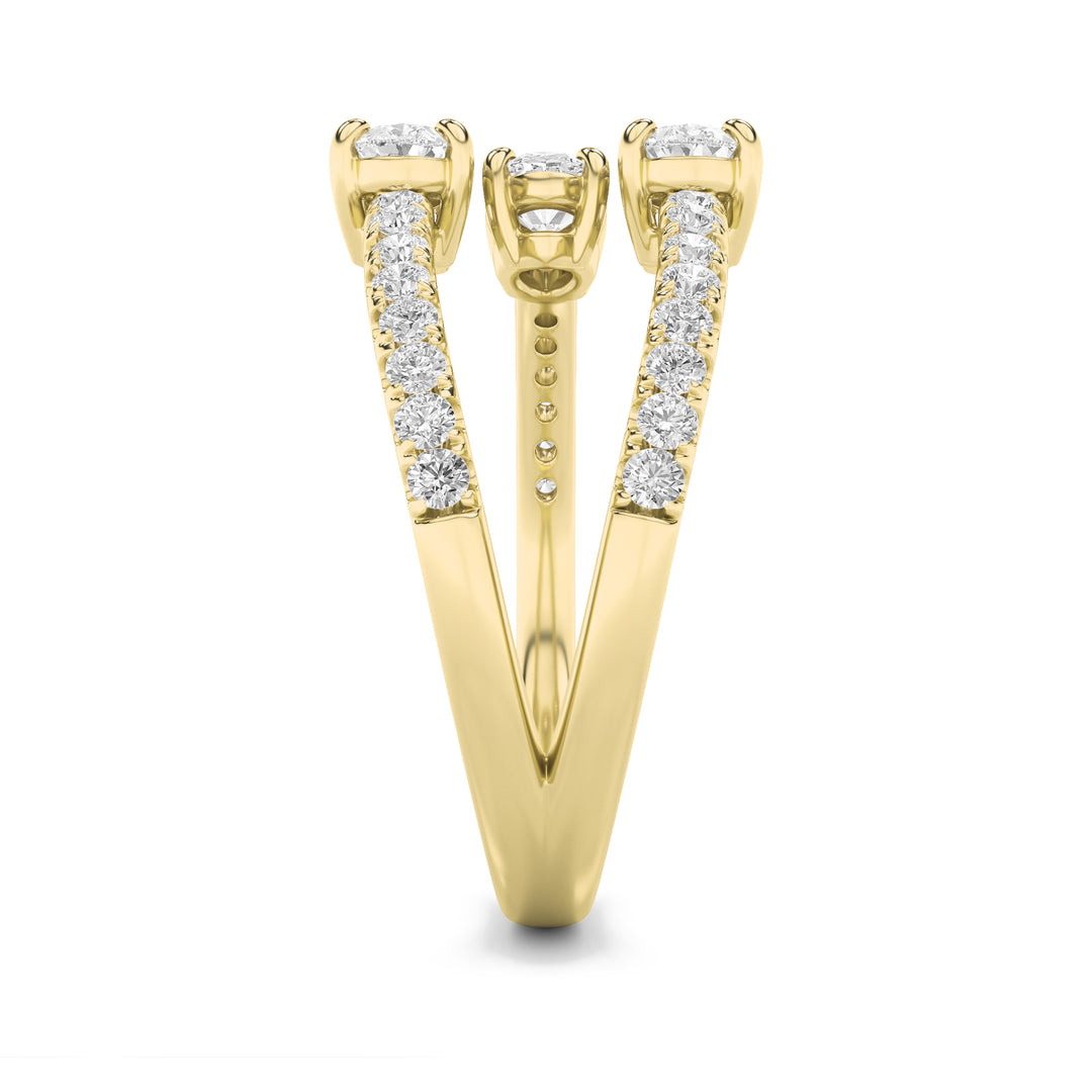 1Cttw Oval Shaped Lab Grown Diamond (F/VS) Three Stone Fashion Ring in 14K Gold