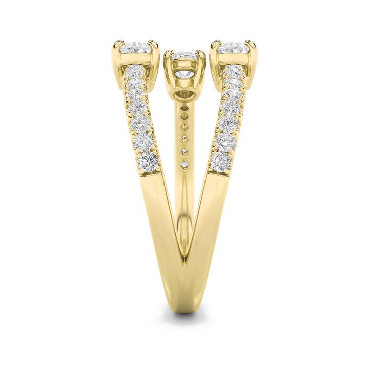 1Cttw Oval Shaped Lab Grown Diamond (F/VS) Three Stone Fashion Ring in 14K Gold