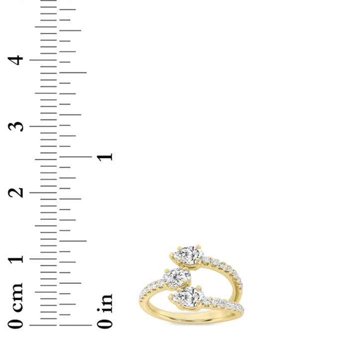 1Cttw Oval Shaped Lab Grown Diamond (F/VS) Three Stone Fashion Ring in 14K Gold