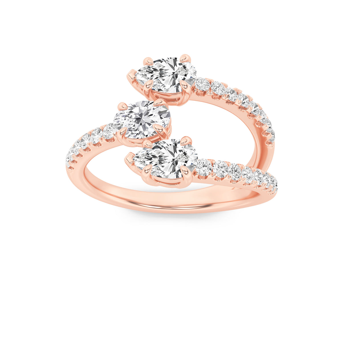 1Cttw Oval Shaped Lab Grown Diamond (F/VS) Three Stone Fashion Ring in 14K Gold