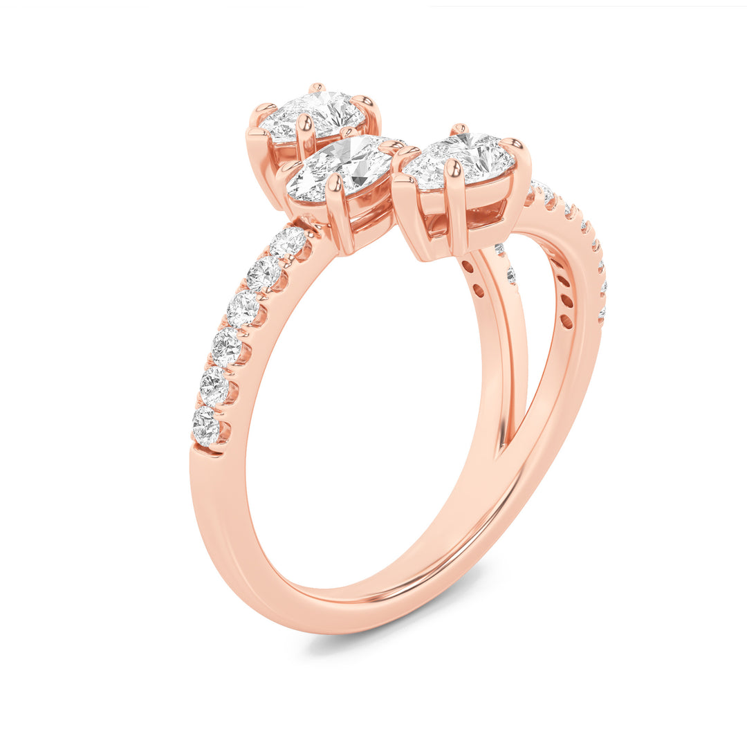 1Cttw Oval Shaped Lab Grown Diamond (F/VS) Three Stone Fashion Ring in 14K Gold