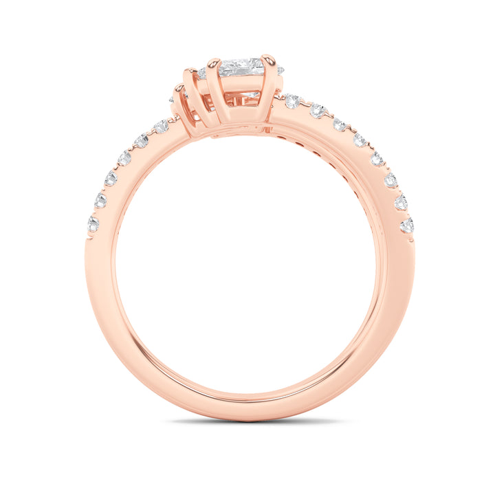 1Cttw Oval Shaped Lab Grown Diamond (F/VS) Three Stone Fashion Ring in 14K Gold