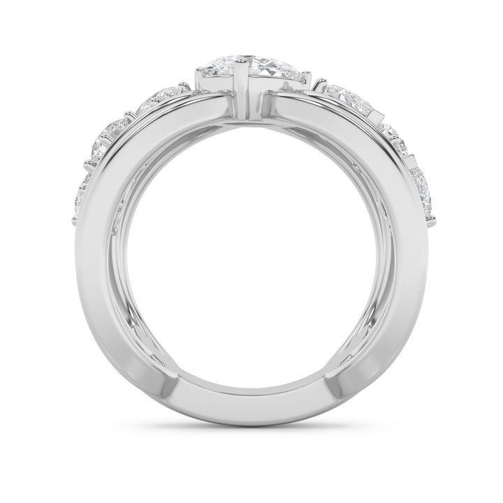 2Cttw Pear Shaped Lab Grown Diamond (F/VS) Seven Stone Fashion Ring in 14K Gold
