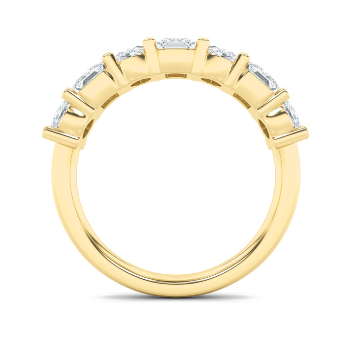 3Cttw Emerald Shaped Lab Grown Diamond (F/VS) Seven Stone Band Ring in 14K Gold