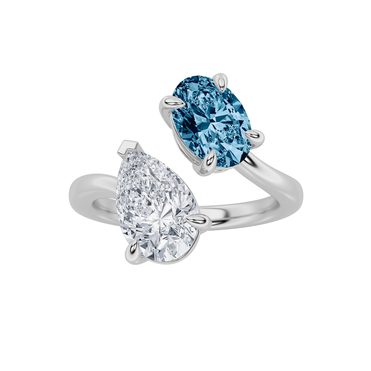 3Cttw Oval Shaped Lab Grown Diamond (F/VS) Toi etMoi Fashiion Ring in 14K Gold