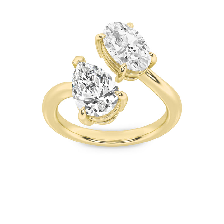 3CTW Oval Shaped Lab Grown Diamond (G/VS) Toi et Moi Fashiion Ring in 14K Gold