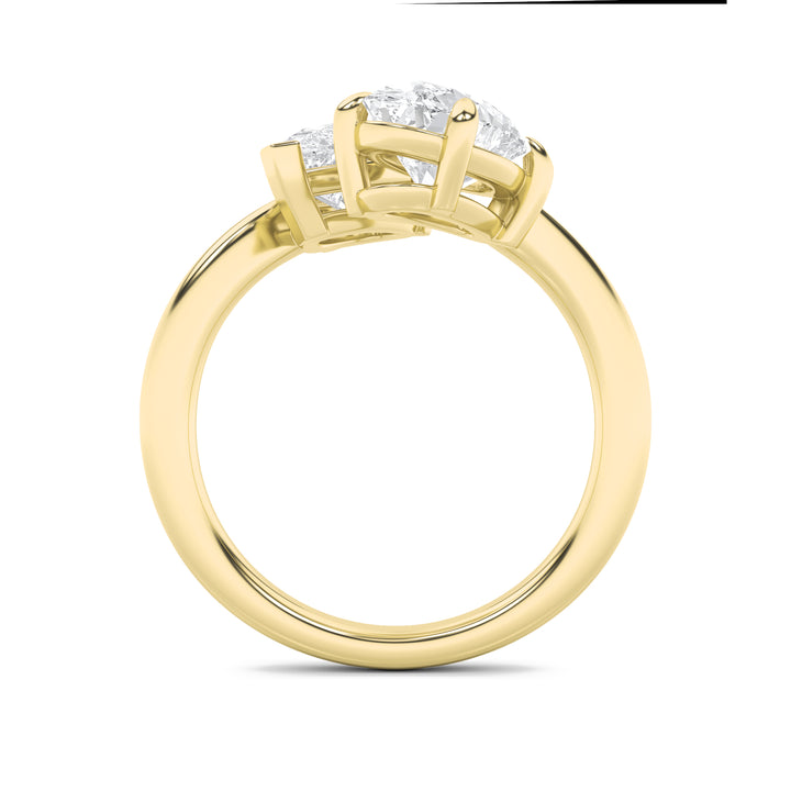 3CTW Oval Shaped Lab Grown Diamond (G/VS) Toi et Moi Fashiion Ring in 14K Gold