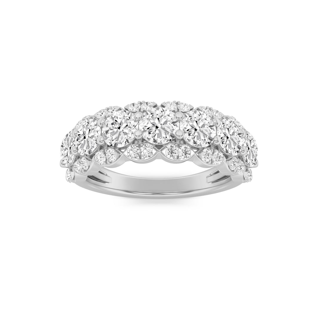 2Cttw Round Shaped Lab Grown Diamond (G/VS) MultiStone Band Ring in 14K Gold