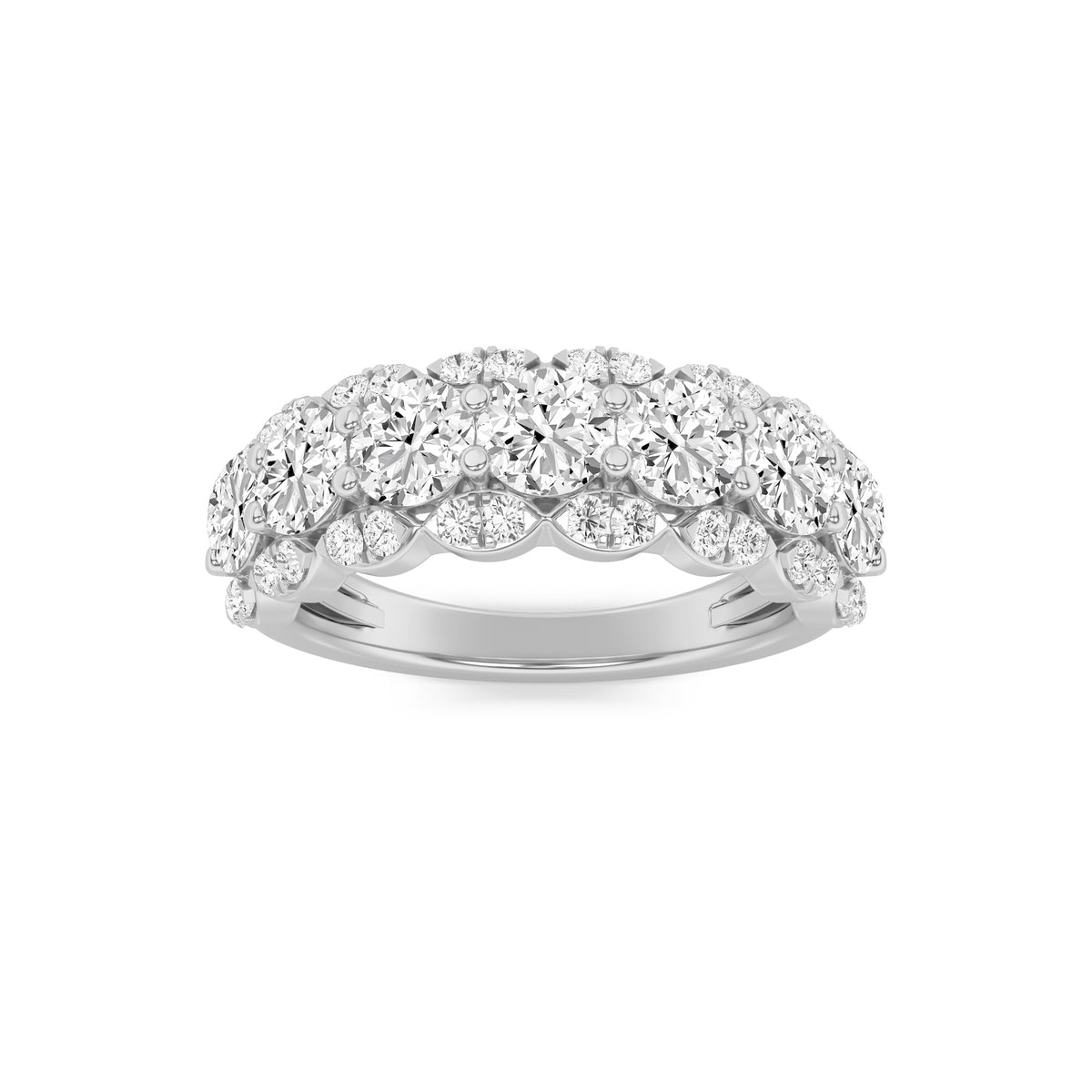 2Cttw Round Shaped Lab Grown Diamond (G/VS) MultiStone Band Ring in 14K Gold