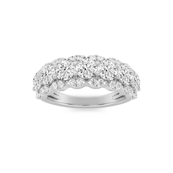 2Cttw Round Shaped Lab Grown Diamond (G/VS) MultiStone Band Ring in 14K Gold
