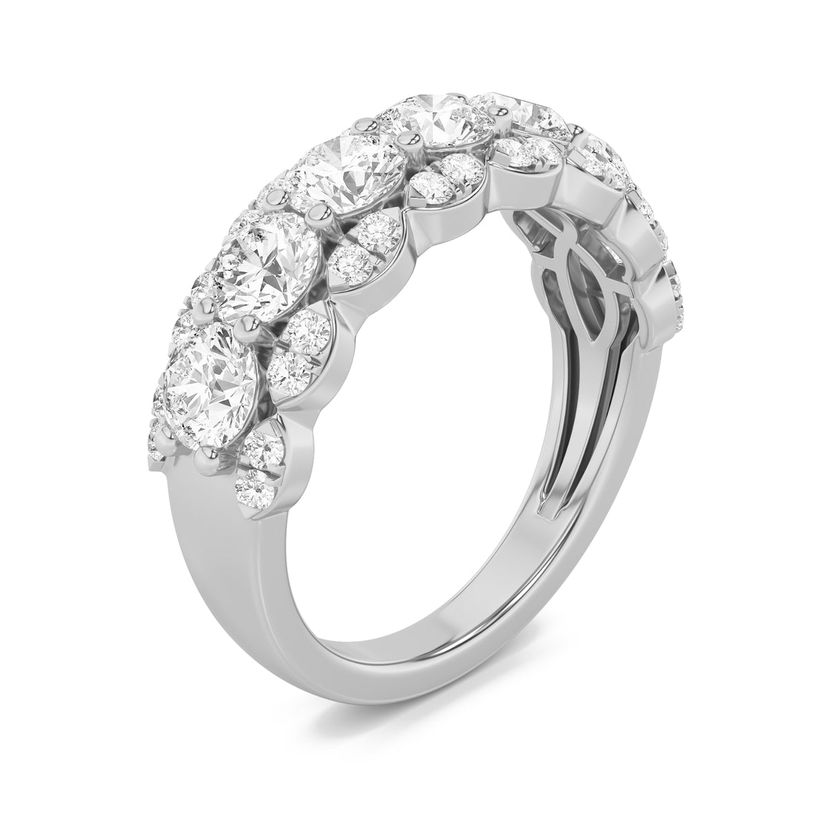2Cttw Round Shaped Lab Grown Diamond (G/VS) MultiStone Band Ring in 14K Gold