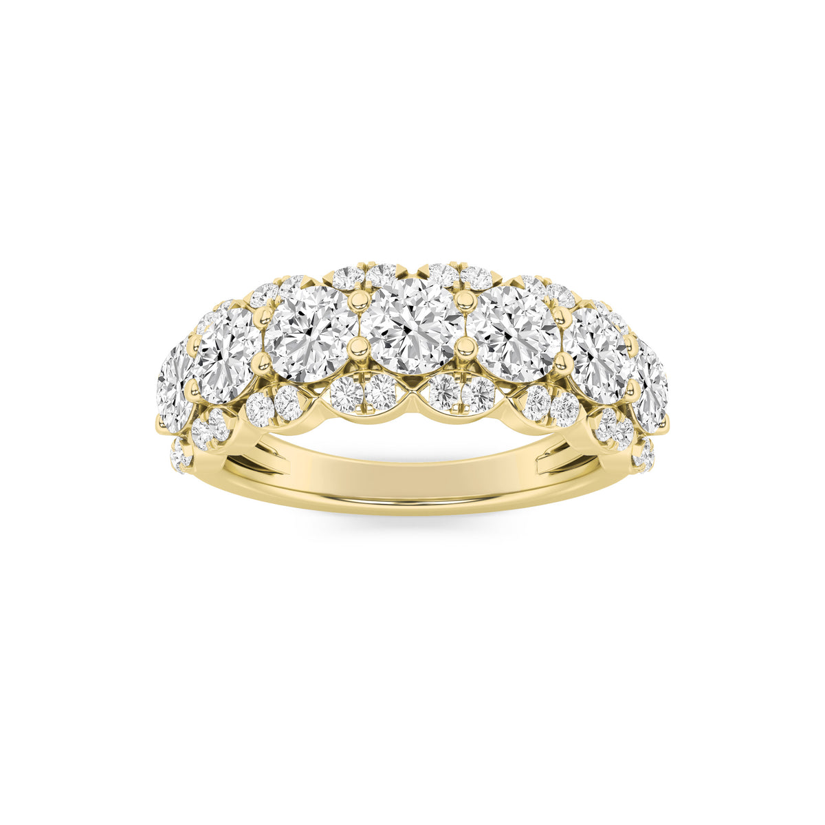 2Cttw Round Shaped Lab Grown Diamond (G/VS) MultiStone Band Ring in 14K Gold