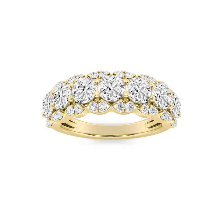 2Cttw Round Shaped Lab Grown Diamond (G/VS) MultiStone Band Ring in 14K Gold