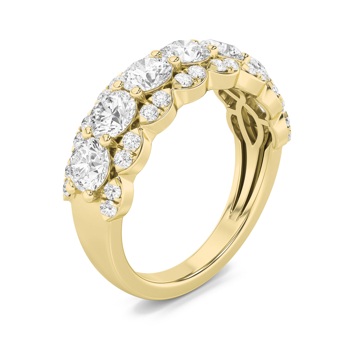 2Cttw Round Shaped Lab Grown Diamond (G/VS) MultiStone Band Ring in 14K Gold