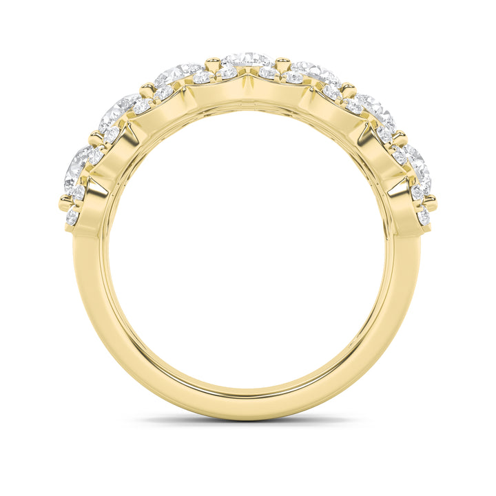 2Cttw Round Shaped Lab Grown Diamond (G/VS) MultiStone Band Ring in 14K Gold