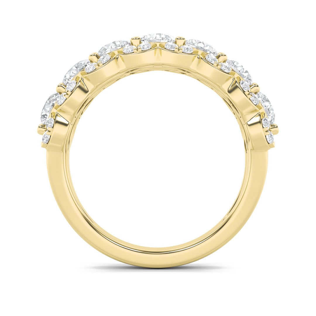2Cttw Round Shaped Lab Grown Diamond (G/VS) MultiStone Band Ring in 14K Gold