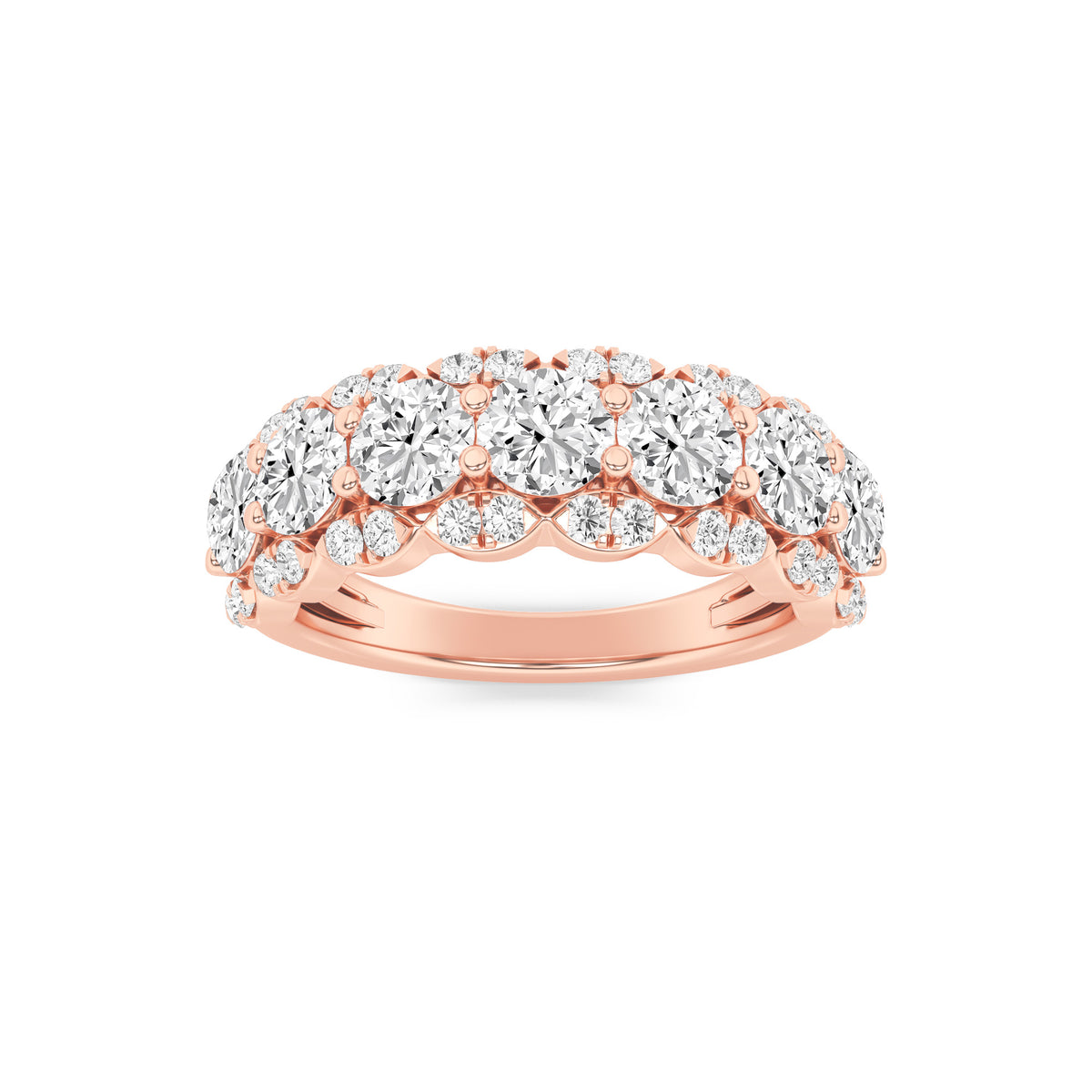 2Cttw Round Shaped Lab Grown Diamond (F/VS) MultiStone Band Ring in 14K Gold
