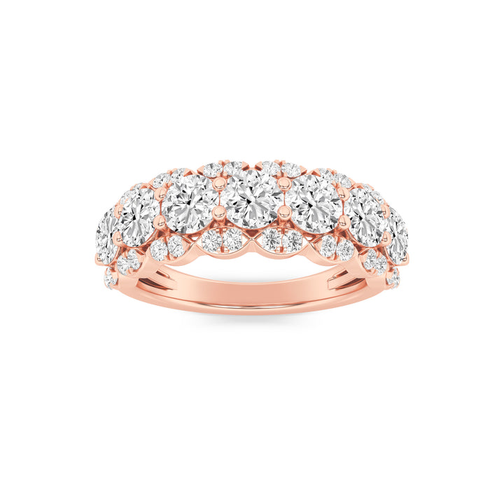 2Cttw Round Shaped Lab Grown Diamond (F/VS) MultiStone Band Ring in 14K Gold