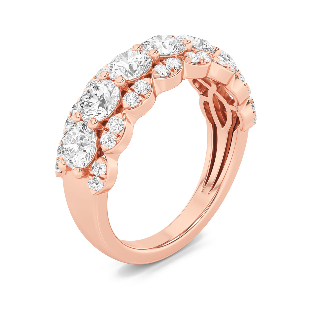 2Cttw Round Shaped Lab Grown Diamond (F/VS) MultiStone Band Ring in 14K Gold