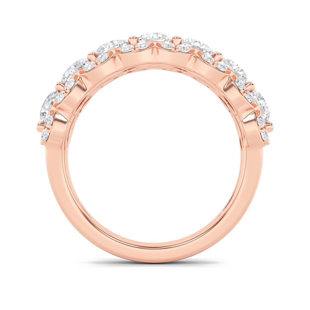 2Cttw Round Shaped Lab Grown Diamond (F/VS) MultiStone Band Ring in 14K Gold