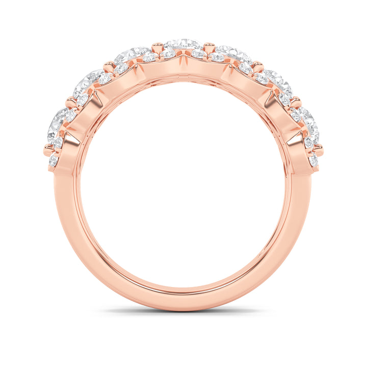 2Cttw Round Shaped Lab Grown Diamond (F/VS) MultiStone Band Ring in 14K Gold