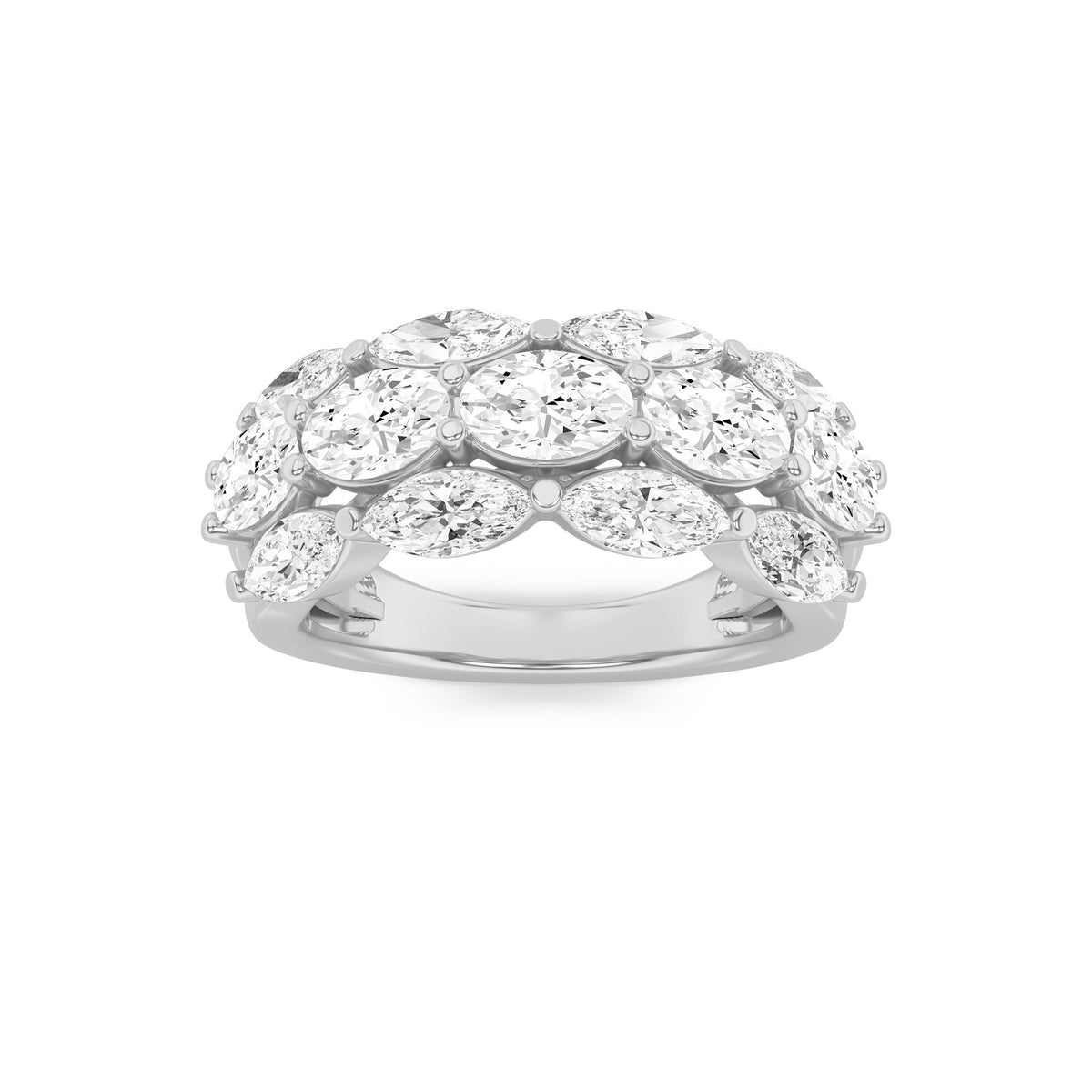 3Cttw Oval Shaped Lab Grown Diamond (F/VS) Multi Stone Band Ring in 14K Gold