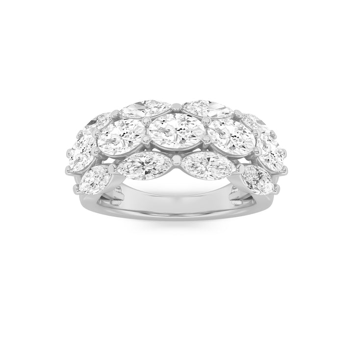3Cttw Oval Shaped Lab Grown Diamond (F/VS) Multi Stone Band Ring in 14K Gold