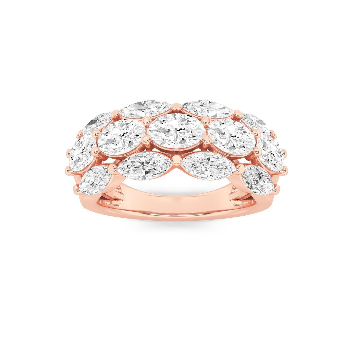 3Cttw Oval Shaped Lab Grown Diamond (F/VS) Multi Stone Band Ring in 14K Gold